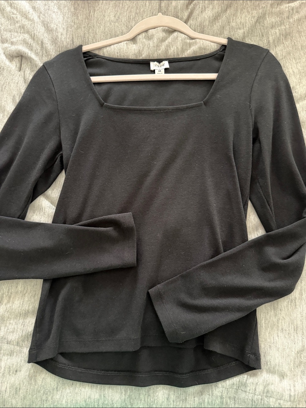J. Crew Black Square-Neck Long Sleeve Top
